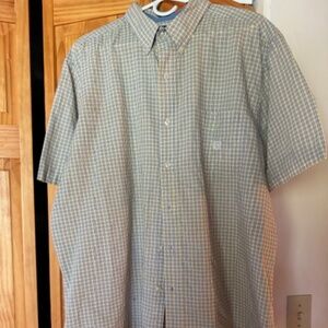 Chaps mens dress shirt, XXL  green and yellow,  excellent condition